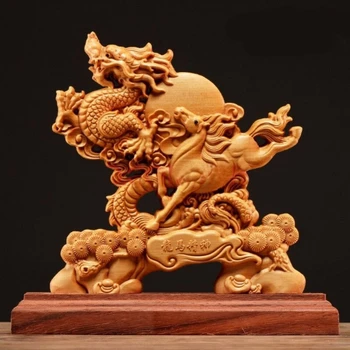 Kinijos Medinių Gyvūnų Drakonas Arklių Dvasia Dekoravimas Ornamentais Amatų, Kūrybos Namuose Drožyba Meno