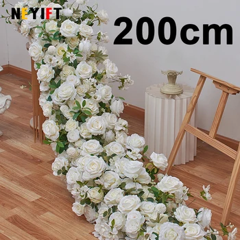 200cm Dirbtinių Gėlių Juostelių Išdėstymas Vestuvių Stalo Runner Gėlių Šaliai Fone Deco Prop Arch Gėlių String vitrinos