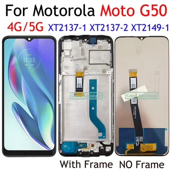 Originalą Moto G50 XT2137-1 XT2137-2 / G50 5G XT2149-1 LCD Ekranas Jutiklinis Ekranas Digiziter Asamblėjos Pakeitimas / Su Rėmu