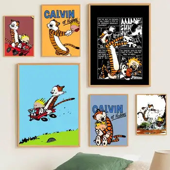 Animacinių filmų C-Calvin ir H-Hobbes PLAKATAS Spaudinių Sienos Nuotraukas Kambarį Namo Apdaila