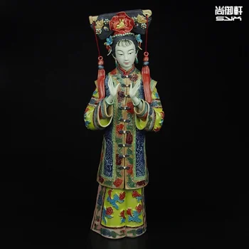 Shiwan lėlės kapitonas baudos ponios senovės Kinijos paveikslas apdaila dekoratyvinis keramikos amatai studijoje papuošalus, Namų Baldai