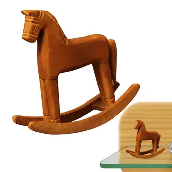 Rankų Darbo Medinis Arklys Darbalaukio Ornamentu Mediniai Mažų Amatų Rocking Horse Namų Puošybai Vaikų Žaislas