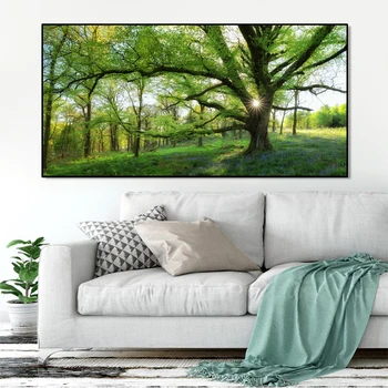 Miškas Sienos Nuotraukas Žalia Medžių Drobės Tapybos Kraštovaizdžio Sienos Menas, Plakatų ir Spausdina Kambarį Dekoro Cuadros