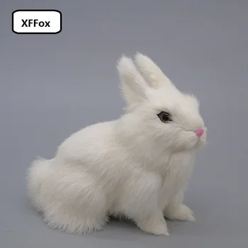 mielas realiame gyvenime white rabbit modelis plastinė ir kailiai, squating triušis dovana, apie 18x15cm xf1981
