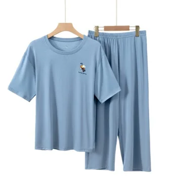 Moterų Pižama Rinkiniai 2023 Vasaros Lady Trumpas Rankovėmis marškinėliai + Ziajać 2vnt Sleepwear Kostiumas Pižamą Moterų Animacinių filmų Spausdinti Homewear