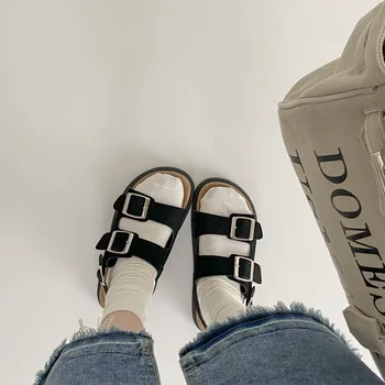 Šono sandalai moterims 2023 naujas vasaros korėjos versija retro studentų minkštas soled sandalai butas Romos batai aukštos kokybės moterų sandalai