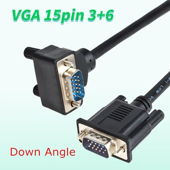 VGA 15pin 3+6 Kampas, kabelis, VGA male tiesiai į VGA Kairėje ir Up & Down Kampu 90D male Kabelio Projektorius,Kompiuteris,Monitorius, HDTV