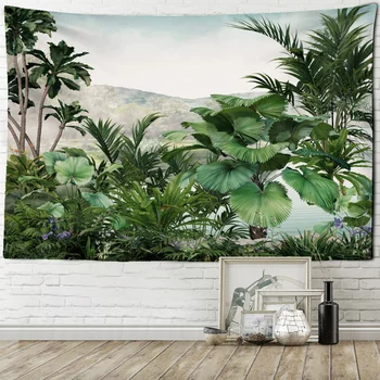 Tropinių Augalų Gobelenas Miško Iliustracija Sienos Kabo Bohemišką Stilių, Kokoso Medžio Psichodelinio Mandala Namų Dekoro