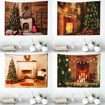 Kalėdų eglutė, židinių apdaila spausdintą modelio gobelenas namų kambarį miegamojo sienos apdaila poliesterio gobelenas