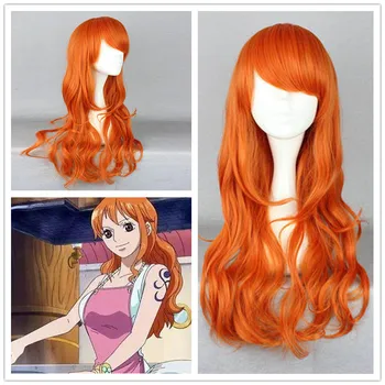 Japonų anime moterų Nami cosplay perukas Nami Orange ilgi banguoti plaukai Šaliai vaidmuo žaisti oranžinė perukas kostiumai
