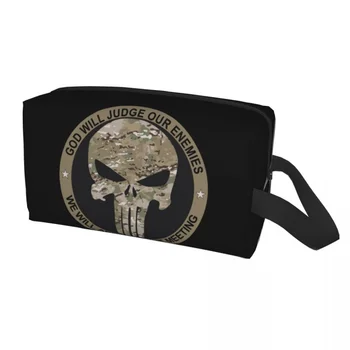 Custom Punishers Skeletas Kaukolės Tualetinių Reikmenų Krepšys Moterų Kosmetikos Makiažas Organizatorius Lady Grožio Saugojimo Dopp Rinkinio Dėžutė