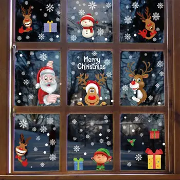 Kalėdų Lipdukai Lango Stiklo Lipdukai Namų Sienų Papuošimai Parduotuvės Lango Kalėdų Snaigės Šaldytuvas Animacinių Filmų Aplinkosaugos ¾enklelis