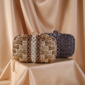 Nestandartinių dizaino deimantas inkrustuota ovalo vakarinę suknelę metinis susitikimas sankabos krepšys mažų grandinės rankinėje elegantiškas mados