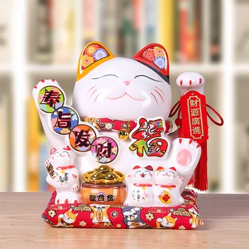 9 colių laimingas katinas didelis ornamentu piggy bank parduotuvės atidarymo ornamentas, kūrybos dovana, namų aksesuarai keramikos amatų dovana