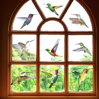 1set 3d Hummingbirds Lango Lipdukas Sienų Lipdukai tvirtai laikosi Anti-susidūrimo lipnios Tapetai Kambarį Langų Apdailos
