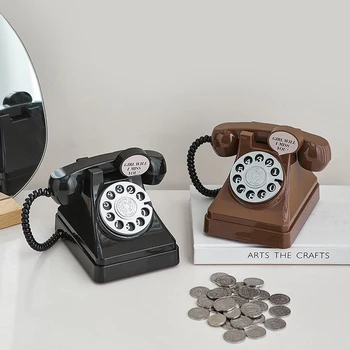 Dekoratyvinės Figūrėlės Vintage Telefono Pinigų Taupymo Dėžės Paprasta Kambarį Stalo Papuošalų Kūrybos Piggy Bank Gimtadienio Dovanos