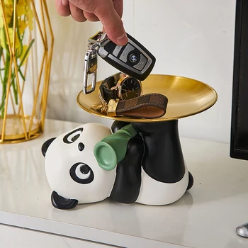 Šiaurės Panda Dėklas Figūrėlės Interjero Įėjimo Klavišą Darbalaukio Saldainiai Talpykla Idėjų, Meno Gyvenimo Stalo Ornamentas Accessories