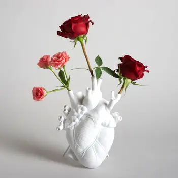 Europos Dekoro Dervos Vaza Širdies Formos Gėlių Vazonas Kambarį Apdaila, Vazos, Skulptūros Meno Darbastalio Apdaila Papuošalai Namuose