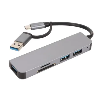 USB C Docking Station atminties Kortelės Uostų 5Gbps USB C Hub Multiport Adapteris 3 USB 5 in 1 