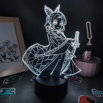 Anime Demon Slayer Pav Kocho Kanae 3D LED RGB naktinė lempa Dovana Draugui Miegamasis Lentelė Manga Dekoro Kimetsu Nr. Yaiba Lavos Lempa