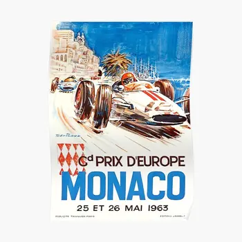 1963 M. Monako Grand Prix Lenktynių Plakatas Kambarys Freskos Nuotrauką Derliaus Spausdinimo Juokinga Namų Tapyba, Modernus Dekoro Meno Siena Be Rėmelio
