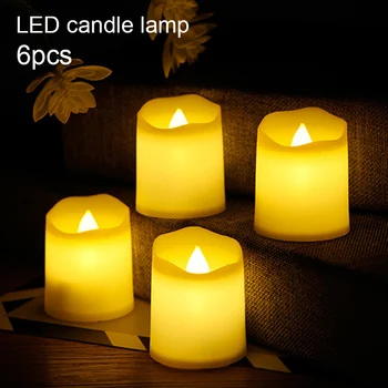 6Pcs Tikroviška Nekilnojamojo Žvakė Flameless LED Žvakė Modeliavimas Elektroninių Arbatos Vaškas, Vestuvių, Šeimos Kalėdinė Dekoracija