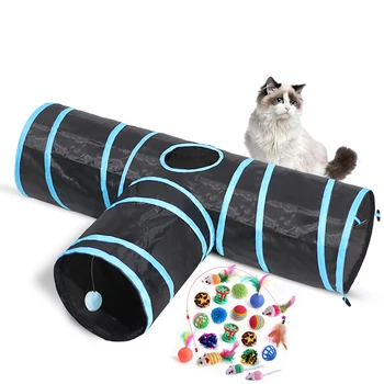 Katė Tunelio Žaislas, Sulankstomas Trijų Kanalo Pet Mokymo Interaktyvus Įdomus Žaislas, Su 20 Kitty Zaislu Pet Savarankiškai Pramogų Žaislas Katė Prekes
