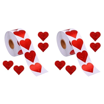 2 Roll Valentino Diena Blizgučiai Širdies Lipdukai,Širdies Lipdukai Roll,Širdies Etiketės, Sukaktuvių, Vestuvių(500Pcs/Roll)