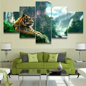 Tigras Krioklys Kraštovaizdžio drobė Sienos Menas Spausdinti Nuotrauką Namų Dekoro 5 Skydelis HD Spausdinti Nr. Įrėminti Kambario Dekoro Paveikslų Nuotraukas
