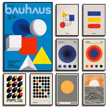 Bauhaus Šiuolaikinės Abstrakčių Geometrinių Sienos Meno Plakatas Spaudinių Minimalistinio Kambario Dekoras Drobė, Tapyba Namų Miegamajame Freskos Nuotraukas Dovana