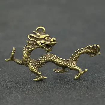 Surinkimo Kinijos Žalvario Raižyti Zodiako Gyvūnų Dragon Išskirtinį Mažas Pakabukas Statulos