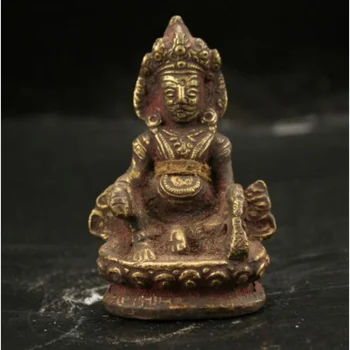 8 cm Kinija Žalvario Geltona pelės Dievo turtų Statula Bronzinė Statula