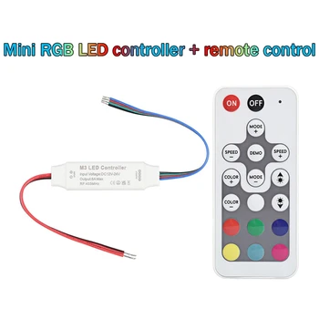 Mini Belaidės Radijo Dažnių 18 Mygtuką Nuotolinio Valdymo RGB Spalvinga Žemos Įtampos LED Šviesos Juostelės Slopintuvo Reguliatorius
