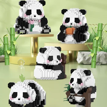 Panda Žaislai, Statyba Blokai Modelis Mielas Gyvūnų Pomėgius Krovimas Micro už Vaikas Dovanos Kawaii Panda Plytų Žaislai