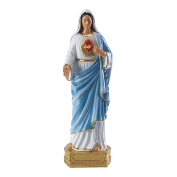 Statula Marija Šventa Širdies, Mėlyna Dervos Skulptūra Religijos Namų Dekoro Statulėlės Dovana Kalėdų Ekranas Religinių Ornamentu