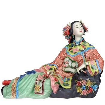 Klasikinis Ponios Pavasario Amatų Dažytos Meno Paveikslas Statula Keramikos Senovinių Kinų Porceliano Statulėlės, Namų Dekoracijos, Skulptūros