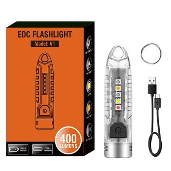 V1 LED Keychain Nešiojamas Žibintuvėlis USB Įkraunamas LED Žibintas Camping UV Šviesos Mini Žibintuvėlis Daugiafunkcį Kišenėje Žibinto Apšvietimas